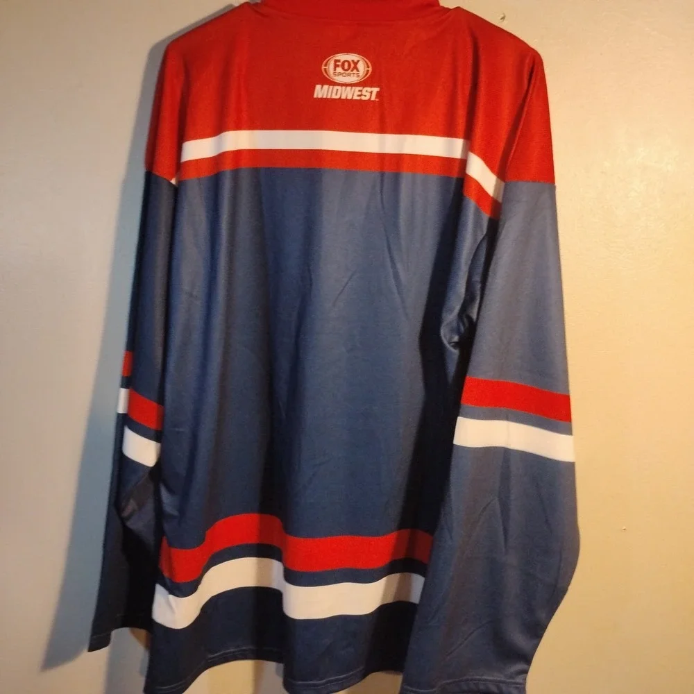 St. Louis Cardinals Men Jersey XL Fox Sports Midwest Blue Long Slvs Hockey Style